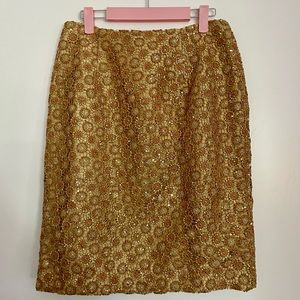 Kay Unger Vintage Gold Sequin Embroidered Skirt